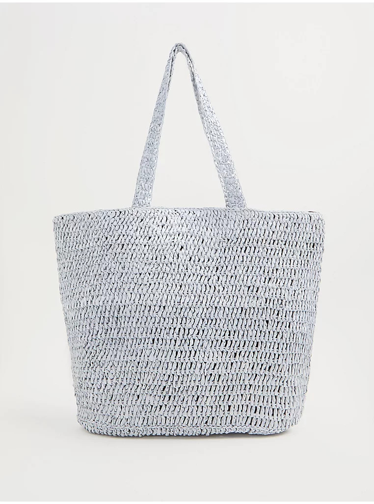 Light Blue Straw Tote Bag | George