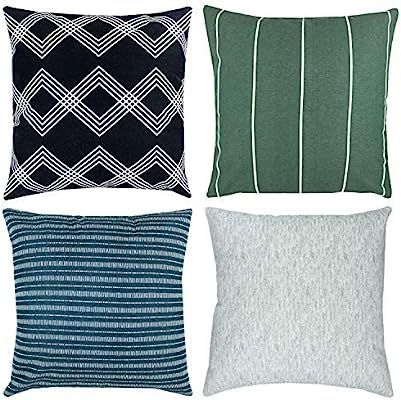 Woven Nook Decorative Throw Pillow Covers, 100% Cotton Canvas, Kennedy Set, Pack of 4 | Amazon (US)