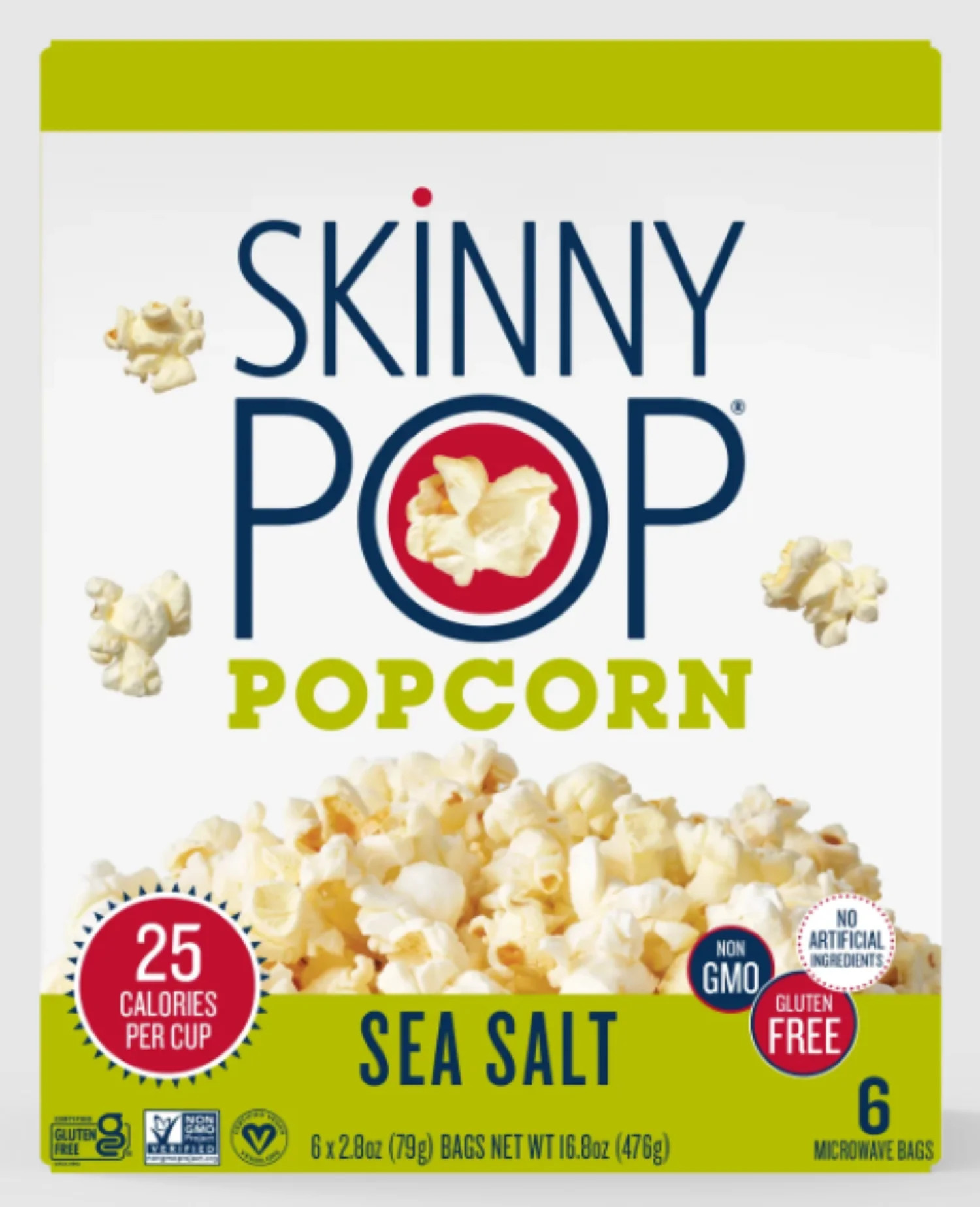 SkinnyPop Gluten-Free Sea Salt Microwave Popcorn, 2.8 oz, 6 Count | Walmart (US)