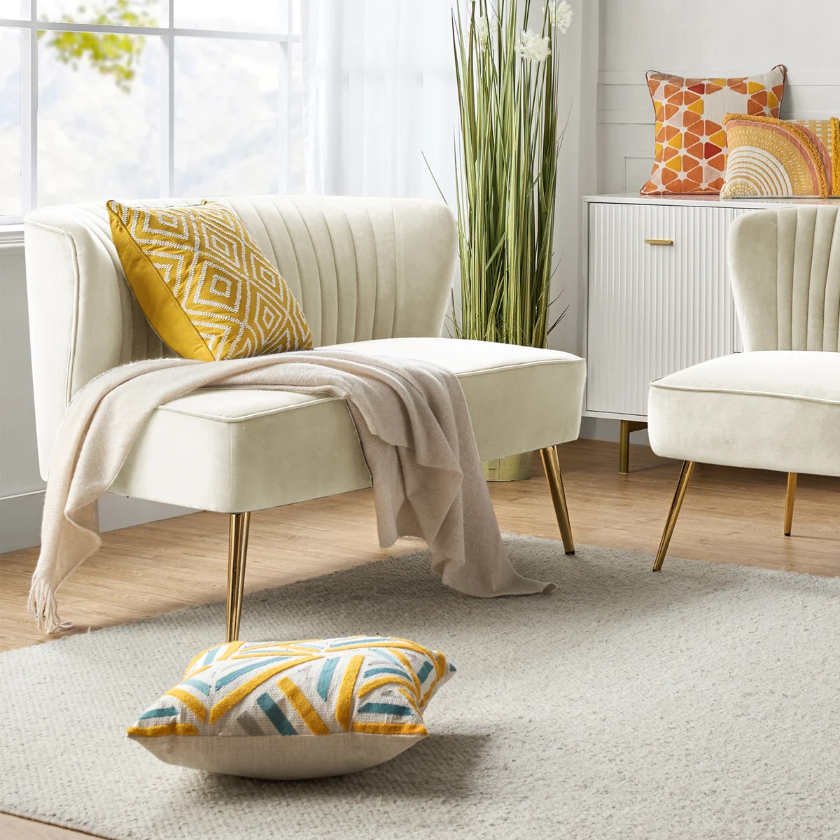 Euclid 47" Velvet 2-Seat Armless Loveseat | Wayfair North America