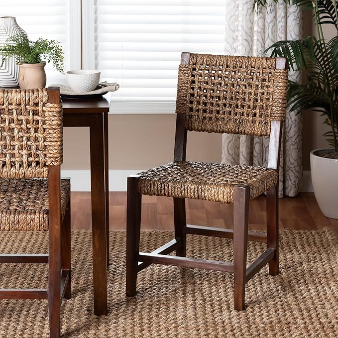Bali & pari Alise Seagrass and Mahogany Wood Chair, Dining Height, Earthy Brown | Amazon (US)