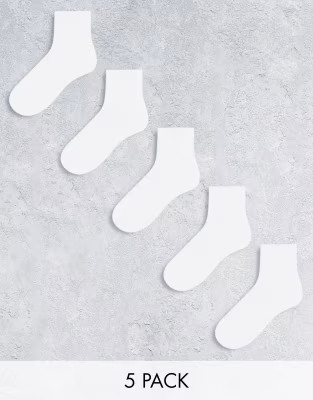 ASOS DESIGN 5 pack ankle socks in white | ASOS (Global)
