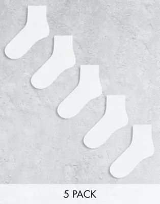 ASOS DESIGN 5 pack ankle socks in white | ASOS (Global)