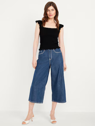 High-Waisted Baggy Wide-Leg Culotte Jeans | Old Navy (US)