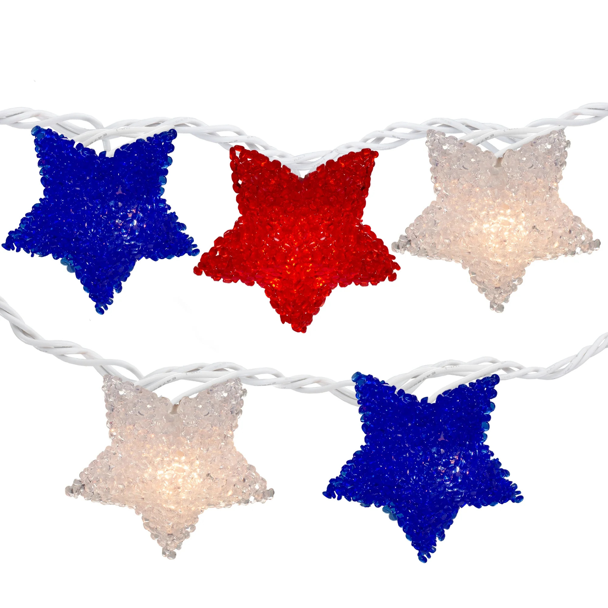 Northlight 10ct Patriotic 4th of July Star Shaped Outdoor String Lights - 6' White Wire | Walmart (US)