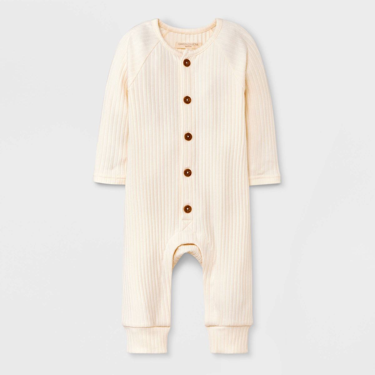 Grayson Collective Baby Ribbed Long Sleeve Jumpsuit - Cream | Target