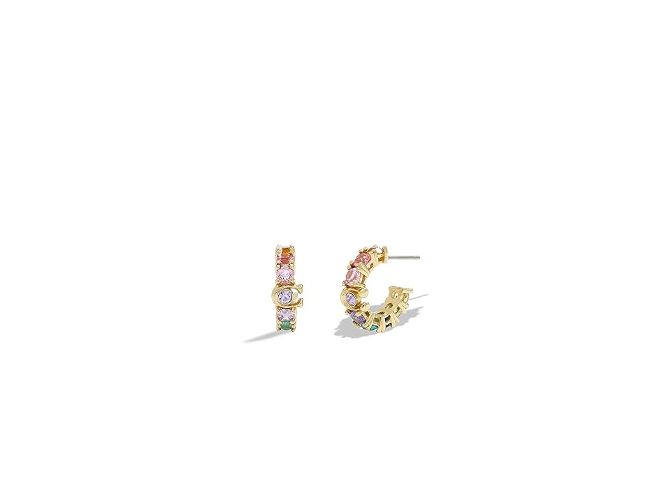 COACH Signature Tennis Huggies Earrings (Rainbow/Gold) Earring | Zappos
