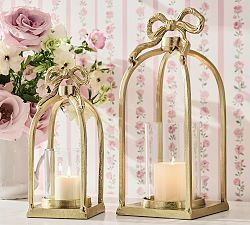 LoveShackFancy Gold Bow Figural Lantern | Pottery Barn (US)