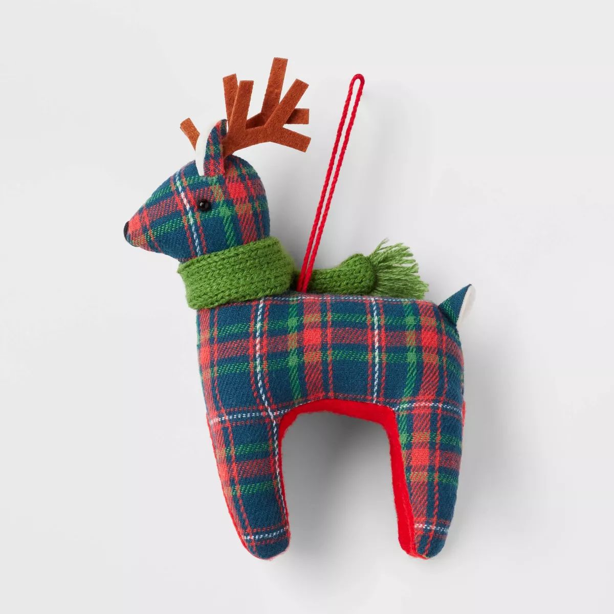 Plaid Fabric Reindeer with Scarf Christmas Tree Ornament - Wondershop™ | Target