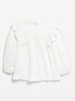 Long-Sleeve Ruffle-Trim Crepe Top for Toddler Girls | Old Navy (US)