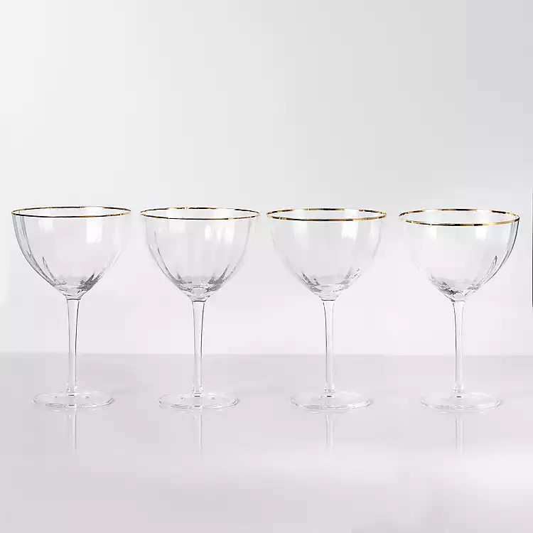 Gold Rim Coupe Champagne Glasses, Set of 4 | Kirkland's Home