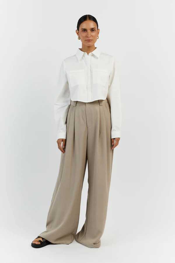 JORDY WHITE COTTON CROPPED SHIRT | DISSH