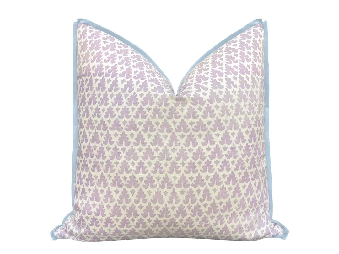Quadrille Volpi // Soft Lavender With Butterfly Flange Geometric Designer Purple Throw Pillow - E... | Etsy (US)