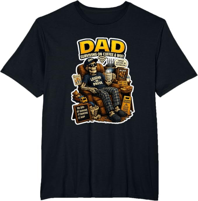 Dad Surviving on Coffee and Funny Skeleton Graphic T-Shirt | Amazon (US)