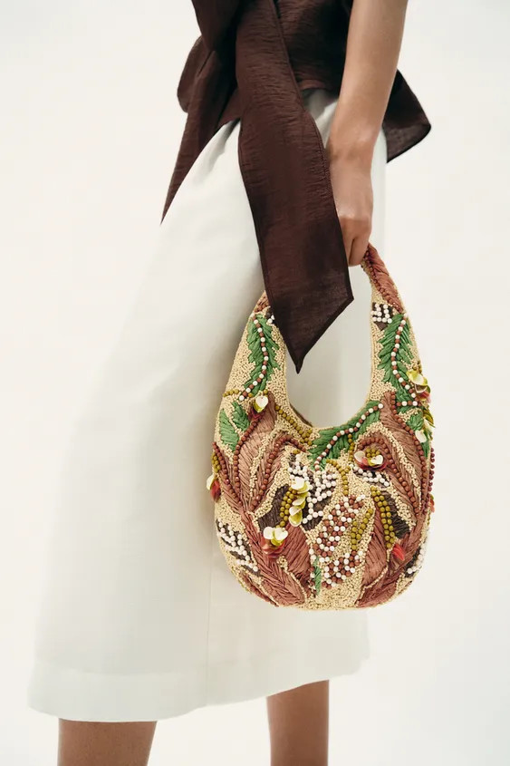 BEADED PRINT BAG | Zara US