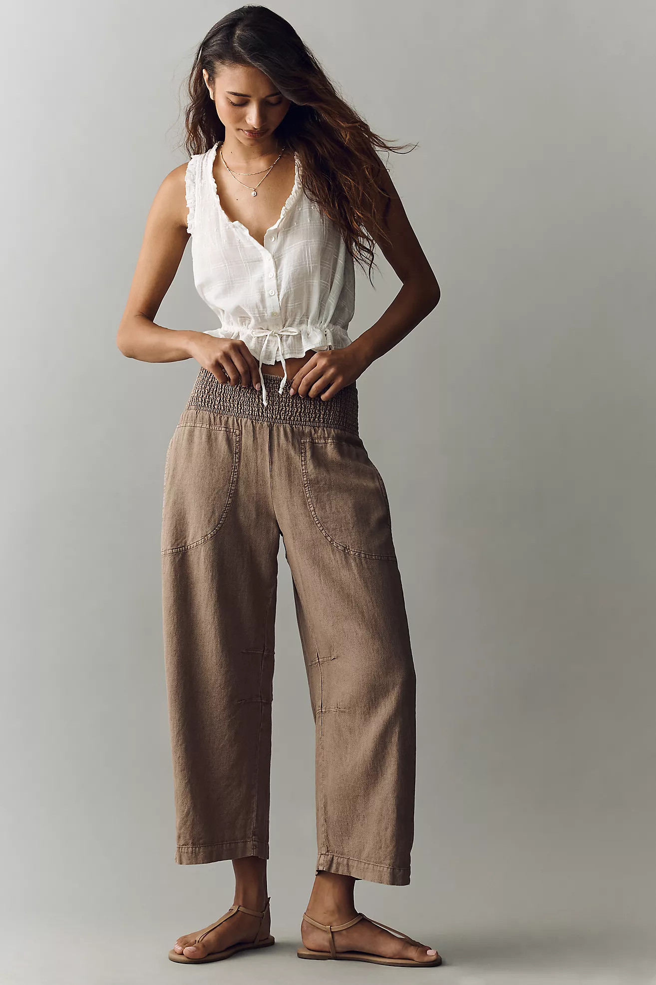 The Reese Smocked Pull-On Barrel Pants | Anthropologie (US)