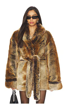 Lovers and Friends x Emma Leger Margot Faux Fur Coat in Brown from Revolve.com | Revolve Clothing (Global)