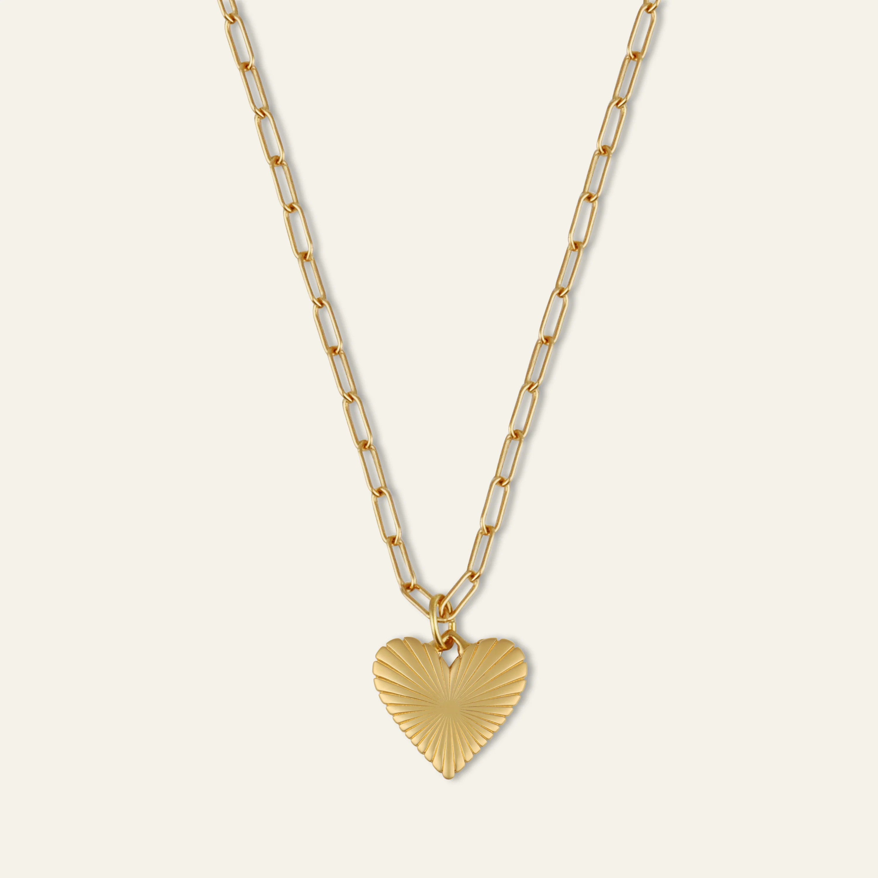 Small Ribbed Heart of Gold Necklace | HART
