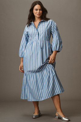The Bettina Embellished Tiered Shirt Dress by Maeve | Anthropologie (US)