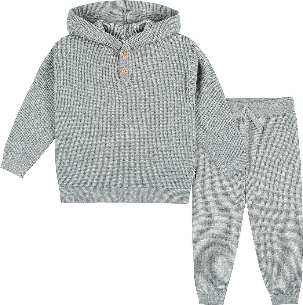 Gerber Baby Boys Toddler Sweater Knit Hooded Top and Pant Set | Amazon (US)