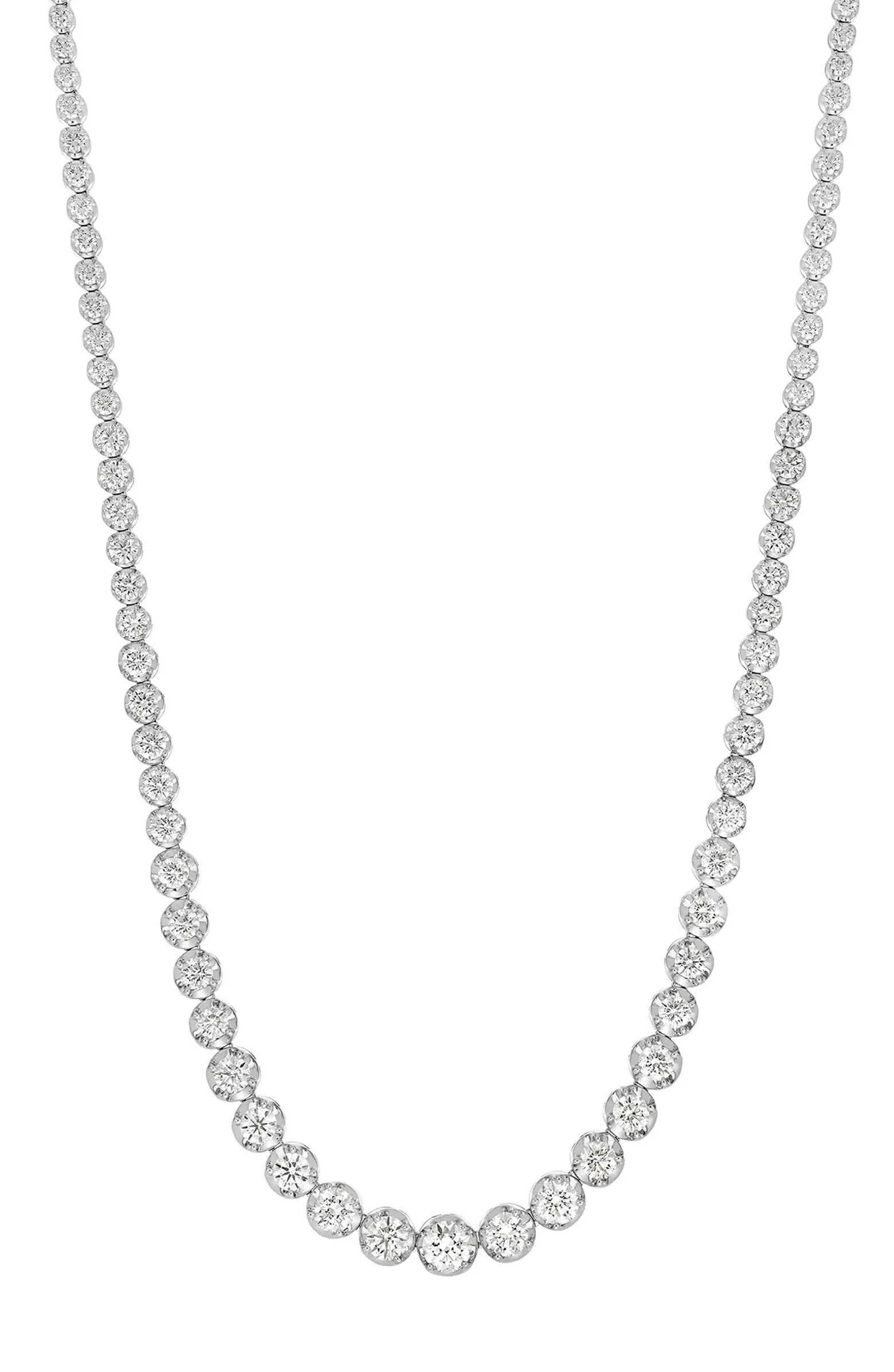 18K White Gold Diamond Tennis NecklaceBony Levy | Nordstrom