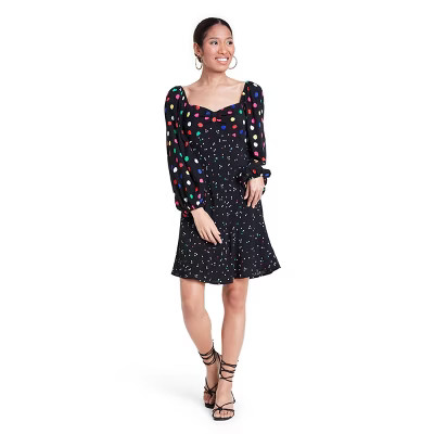 Polka Dot Long Sleeve Swing Dress - RIXO for Target Black | Target