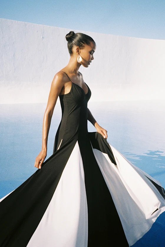 Elisha Black and White Sleeveless Maxi Dress | Lulus