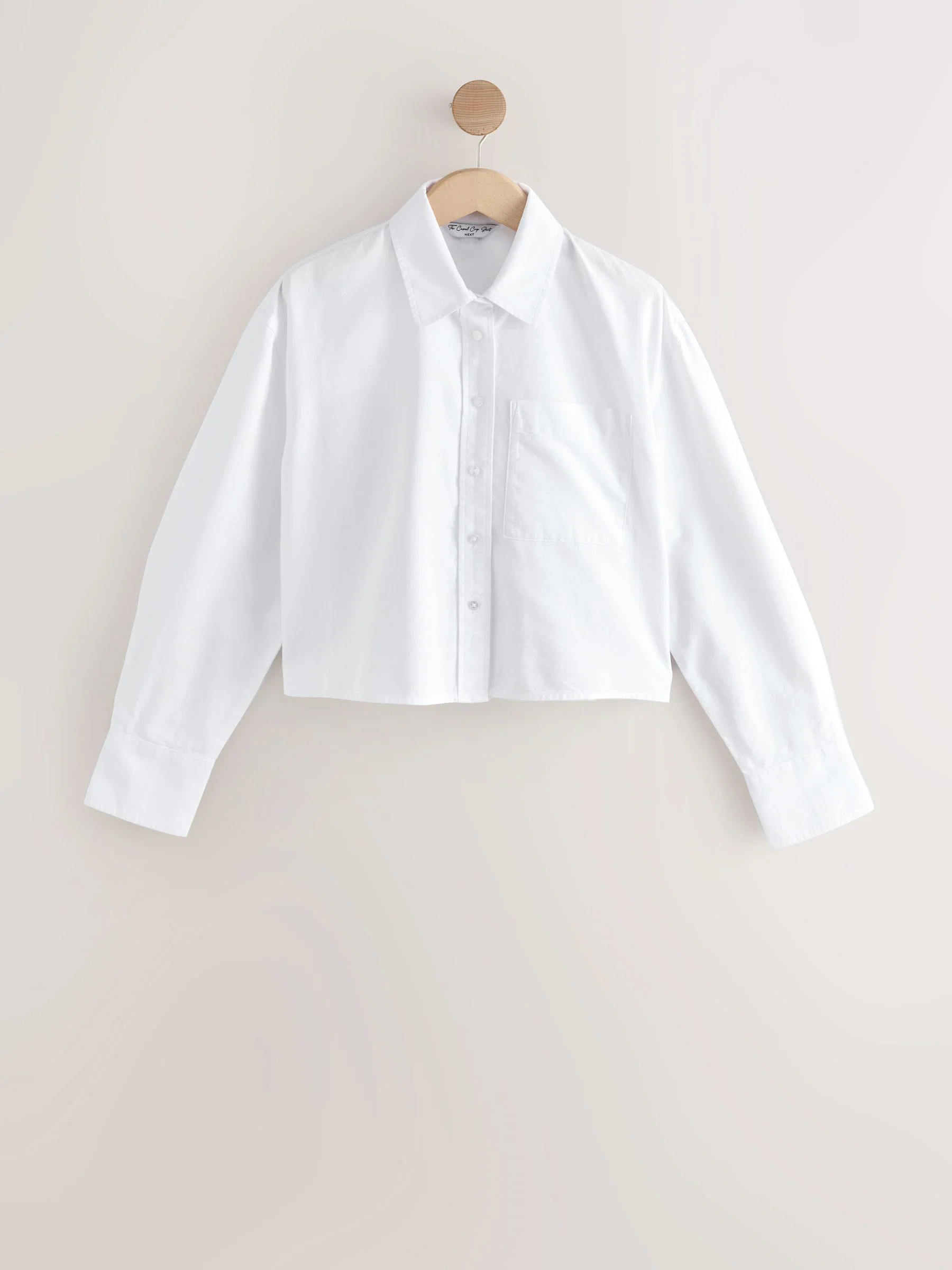next White Casual Long Sleeve Cropped Shirt | Next US