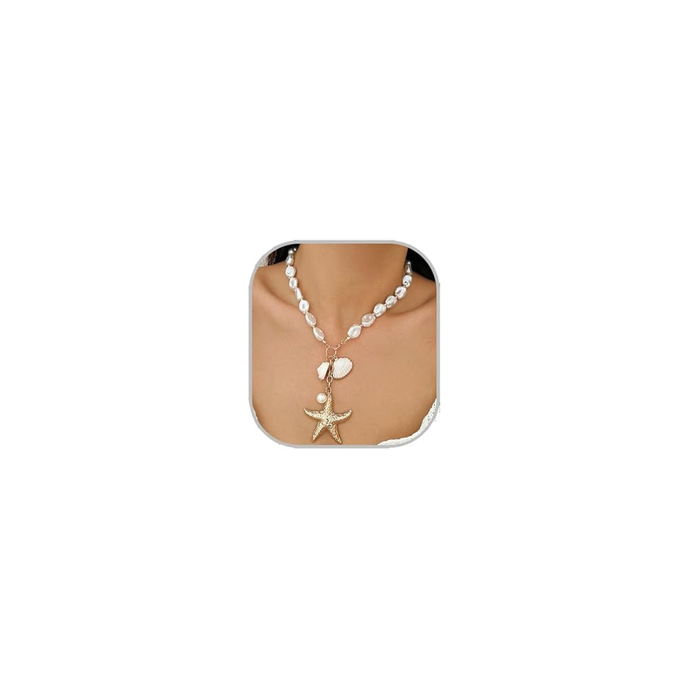Gold Starfish Necklaces for Women Sea Shell Mermaids Necklaces Mermaid Beach Charm Necklace Merma... | Amazon (US)