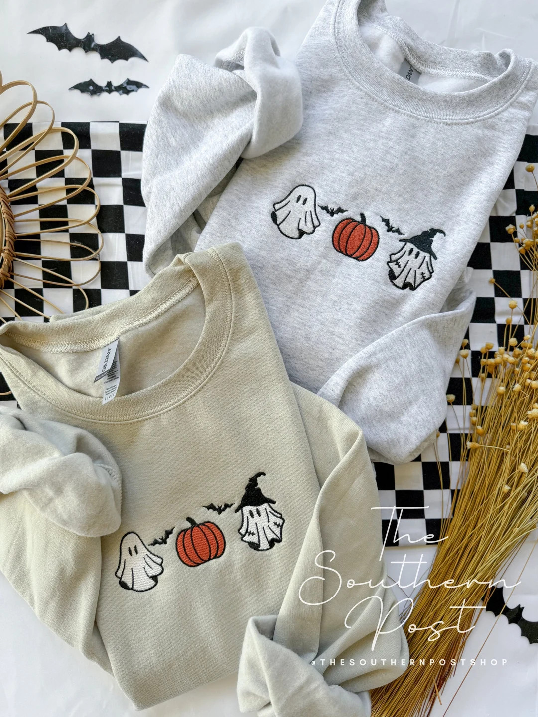 Spooky Trio Sweatshirt Embroidered, Halloween Sweatshirt, Spooky Season - Etsy | Etsy (US)