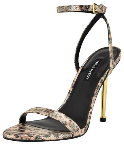Nine West Women's Reina Heeled Sandal, Gold Shimmer Leopard 713, 9 | Amazon (US)