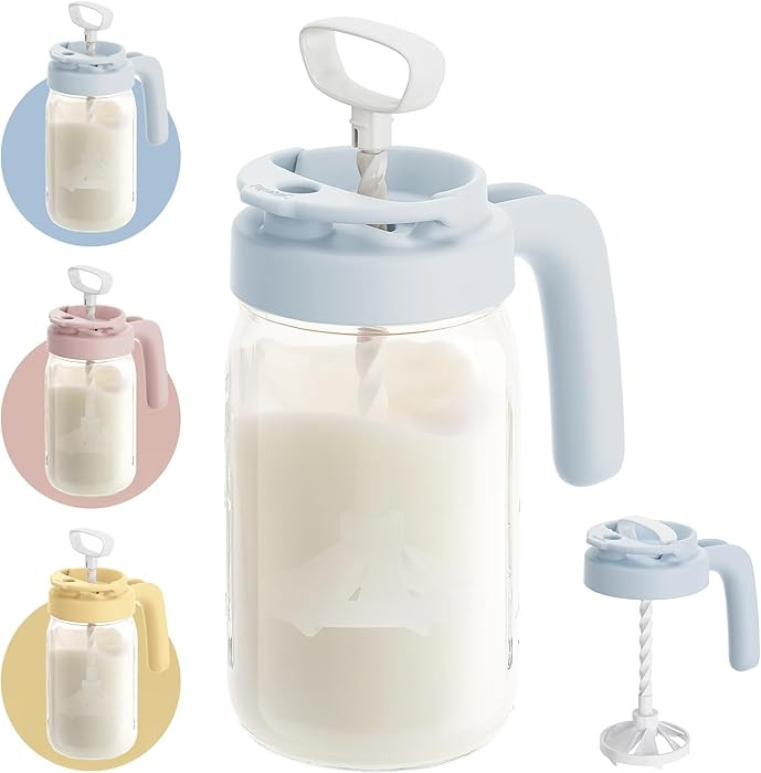 Papablic Breast Milk Pitcher – Baby-Safe Glass Formula Mixer with Easy-Blend Handle Lid, Wide-M... | Amazon (US)