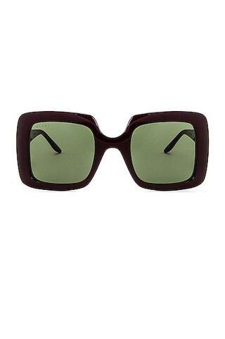 Gucci Oversized Square Sunglasses in Shiny Solid Wine Red | FWRD | FWRD 