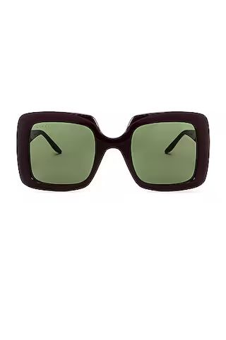 Gucci Oversized Square Sunglasses in Shiny Solid Wine Red | FWRD | FWRD 
