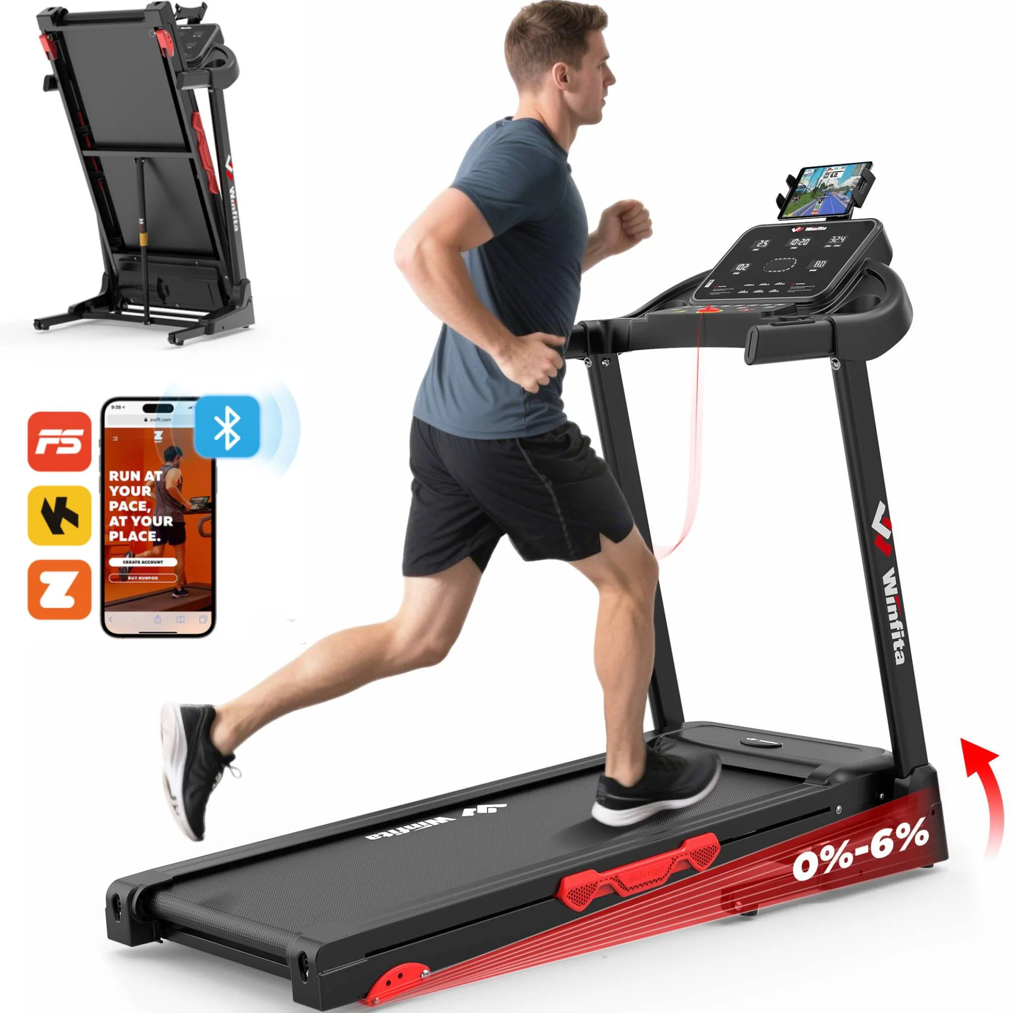 Winfita 3.5HP Treadmills for Home with Incline, Foldable Treadmill for Walking Running, 300 lb Ca... | Walmart (US)