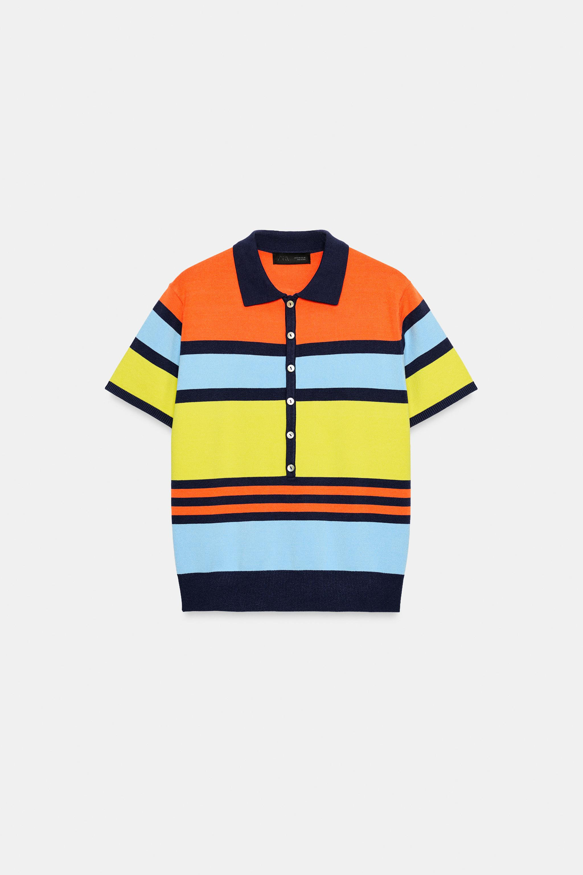 Short sleeve polo neck top. Front buttons. | Zara US