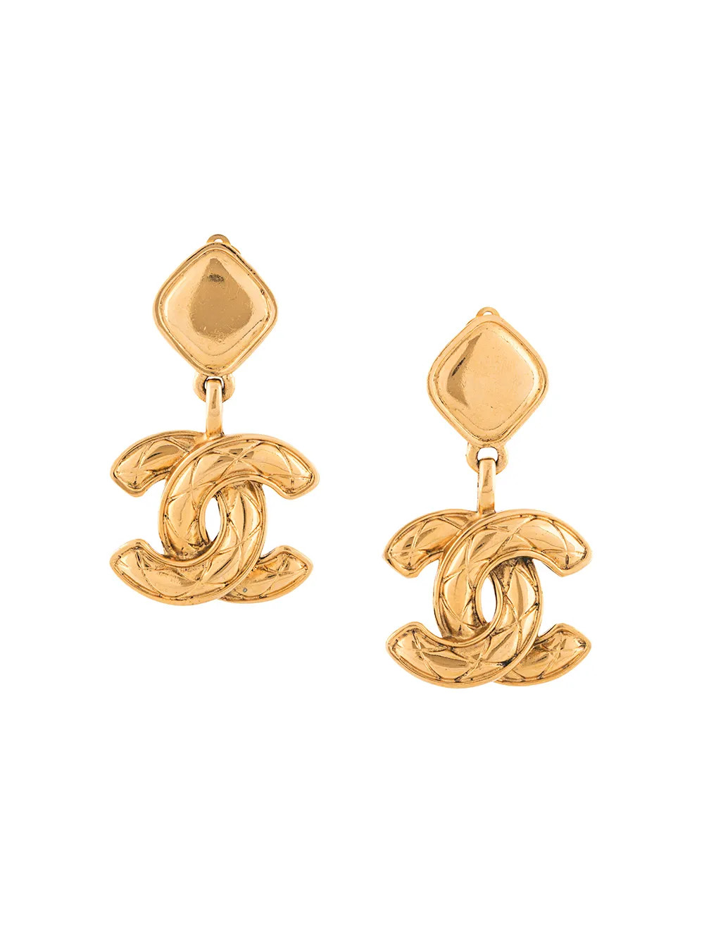 Chanel Pre-Owned 1990s CC Dangling clip-on Earrings - Farfetch | Farfetch Global