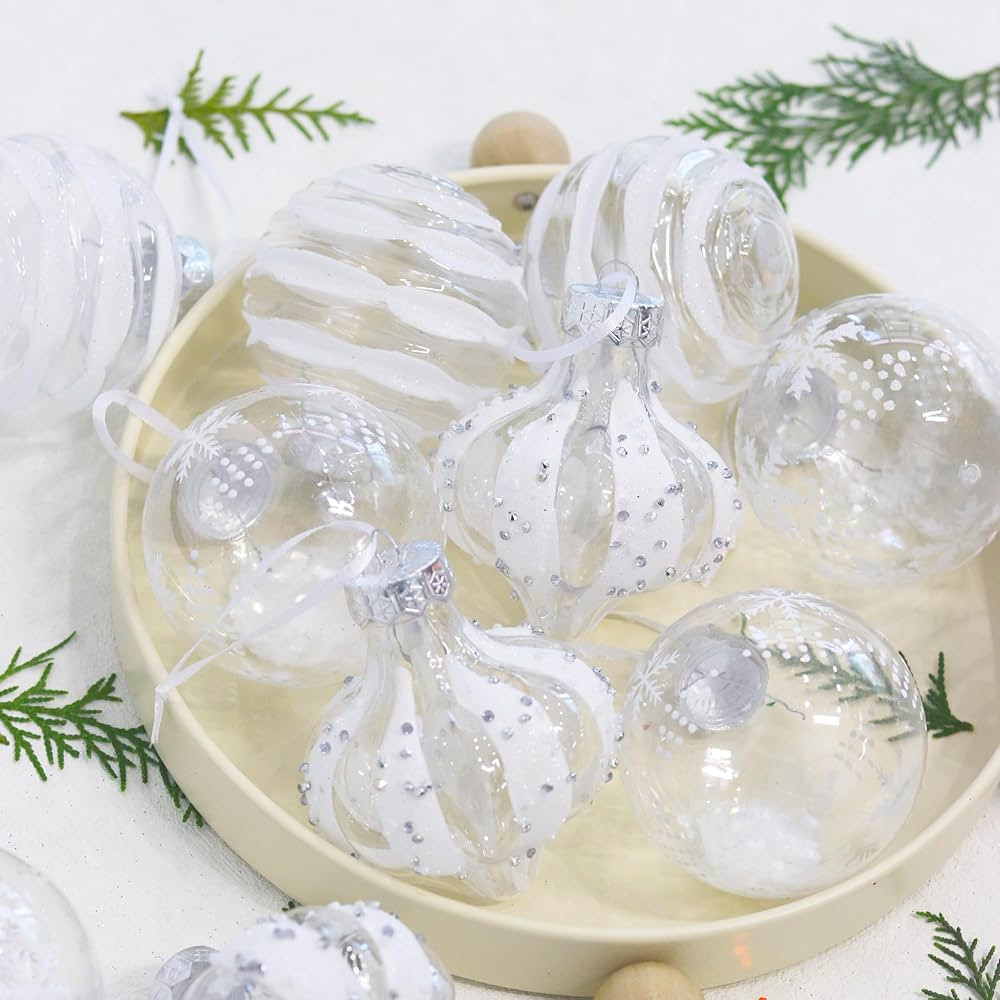 Christmas Ball Ornaments Set 12 pcs 80mm/3.15in Shatterproof Clear Glitter Christmas Tree Ornamen... | Amazon (US)