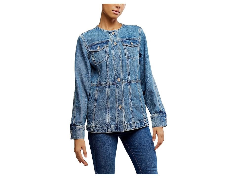 Free People Lula Denim Jacket Women's Coat River Blues : MD (Women's 8-10), Cotton/Denim | Zappos