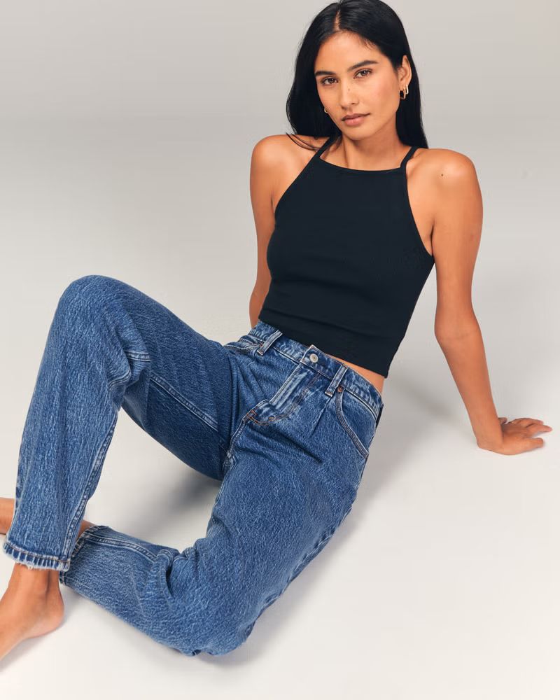 Women's Pleated High Rise 80s Mom Jean | Women's Bottoms | Abercrombie.com | Abercrombie & Fitch (US)