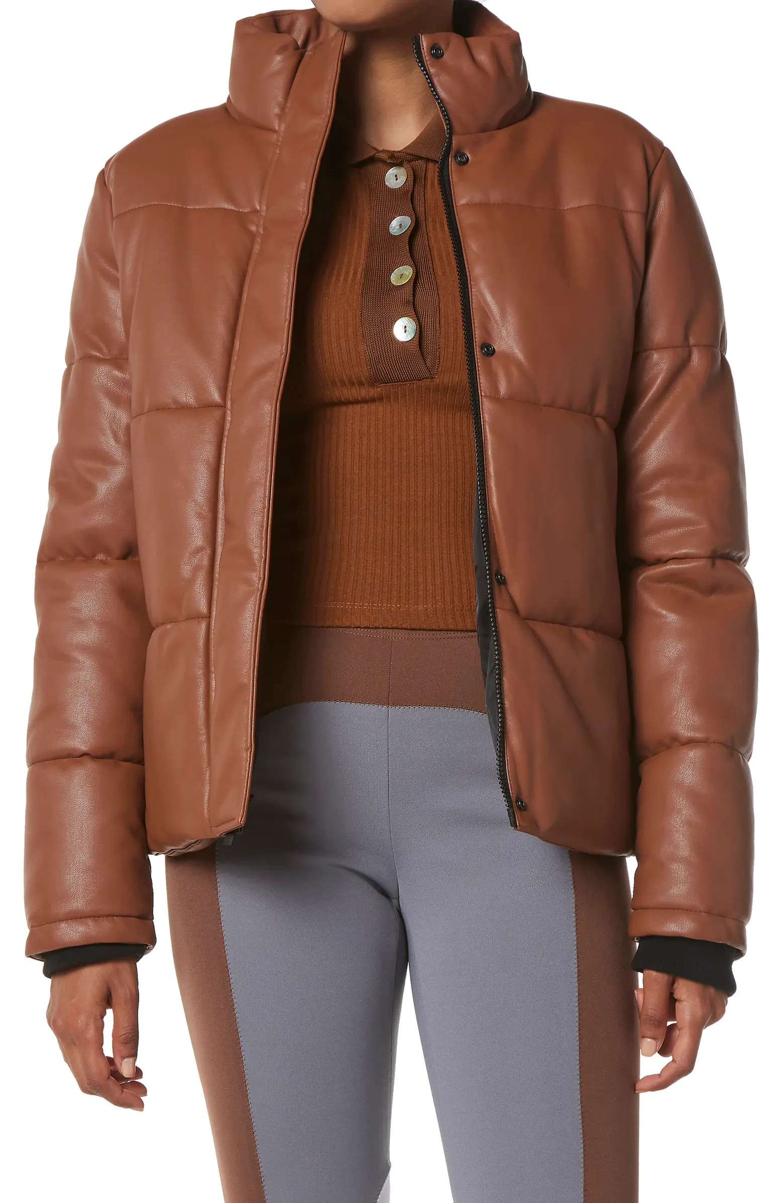Faux Leather Puffer Jacket | Nordstrom Rack