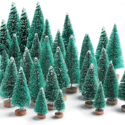 25 Pcs Artificial Mini Christmas Trees Ornaments for Table Decorations and Crafts | Wayfair North America
