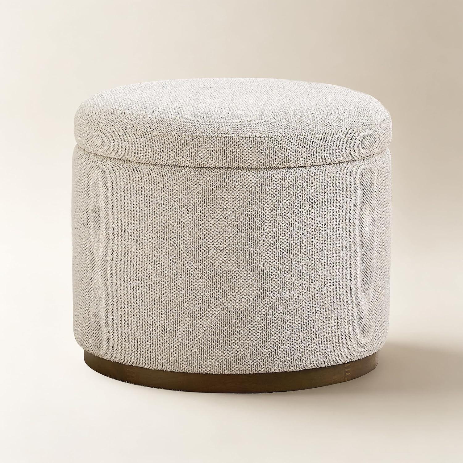 Round Storage Ottoman, 20" Upholstered Boucle Ottoman Foot Rest Stool, Hidden Storage Accent Otto... | Amazon (US)