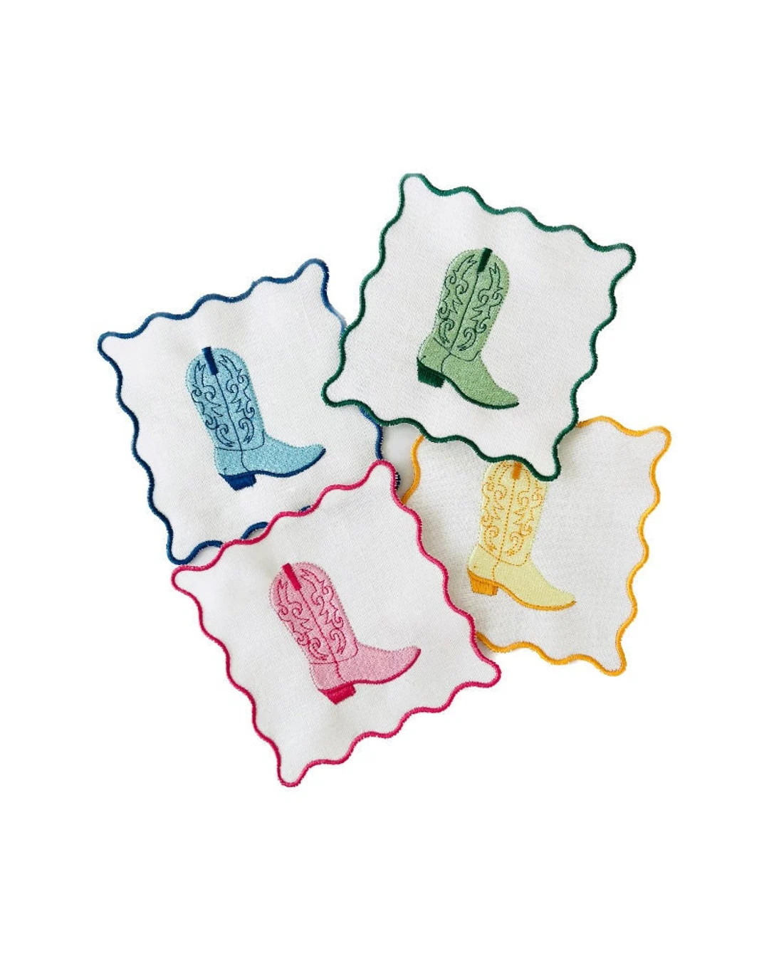 Cowboy Boot Cocktail Napkin / Scalloped / Hostess Gift / Linen - Etsy | Etsy (US)