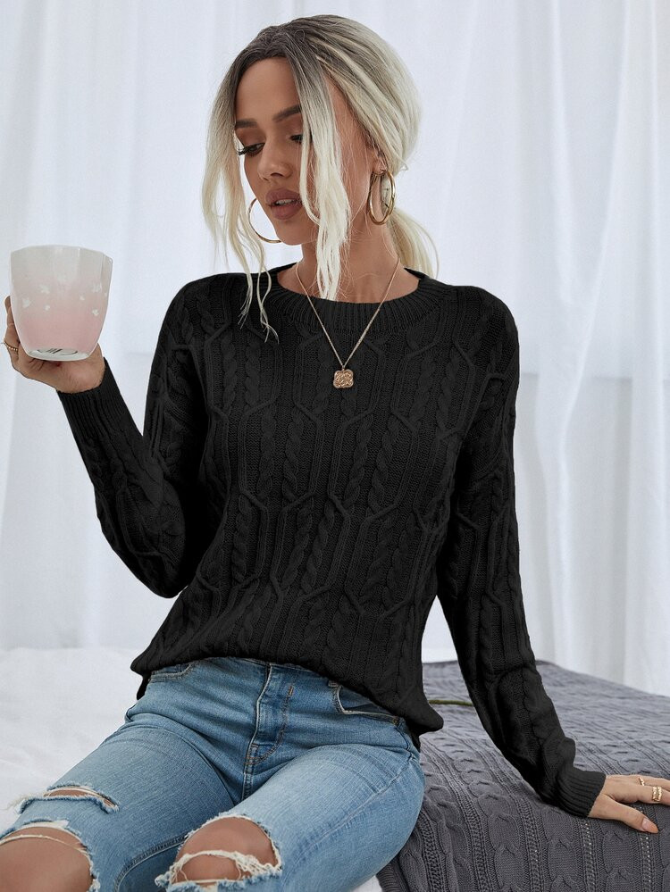 Cable Knit Drop Shoulder Jumper | SHEIN