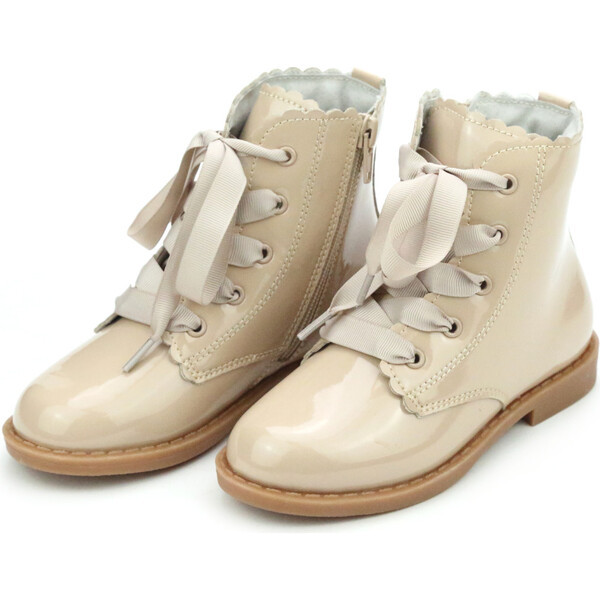 Josephine Scallop Boot, Patent Taupe | Maisonette