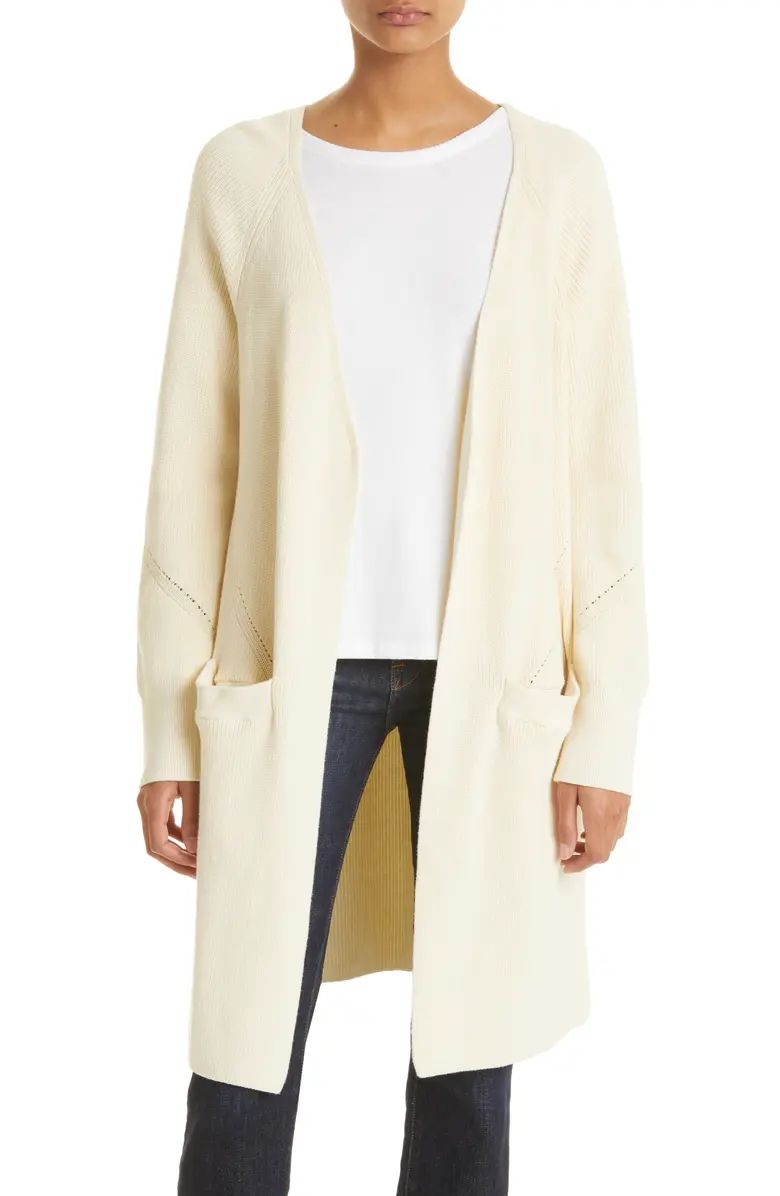 Amy Ribbed Open Front Cotton Blend Long Cardigan | Nordstrom