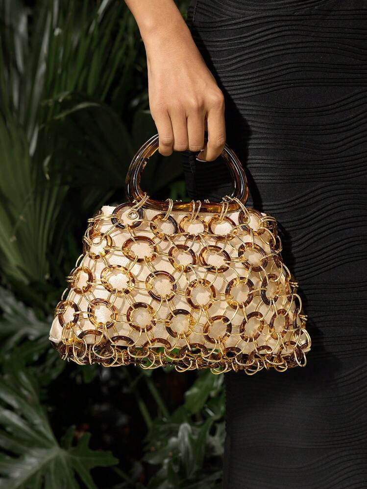 SHEIN SXY Women's Large Capacity Chic Handbag With Circle Ring Design | SHEIN