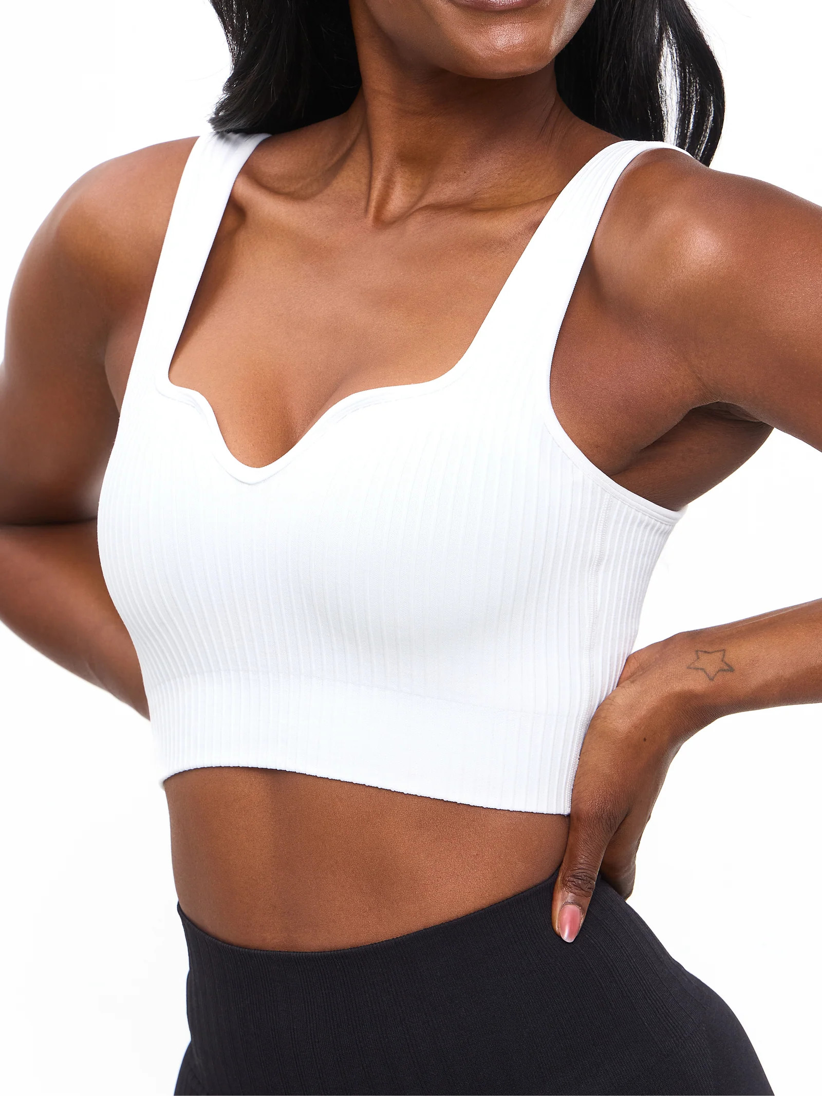 Ribbed Seamless Crop - White | Buffbunny