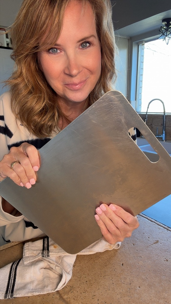 Metal cutting board — simple, clean, and honestly just easier.

#LTKmomlife #LTKHome #LTKfoodie